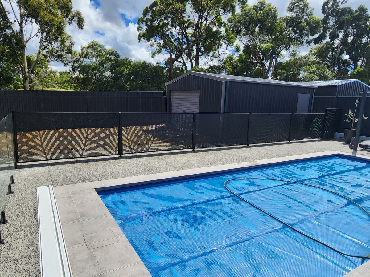 Palmy design pool fencing in Textured Black, Melbourne