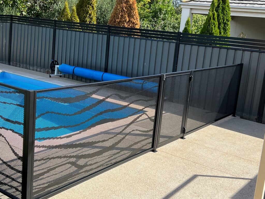 Wave design pool fencing in Textured Black, Melbourne