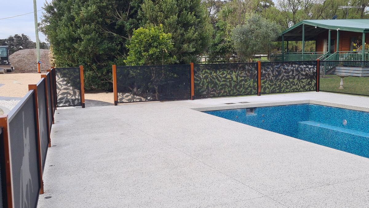 Ficus design pool fencing in Textured Black, Melbourne VIC