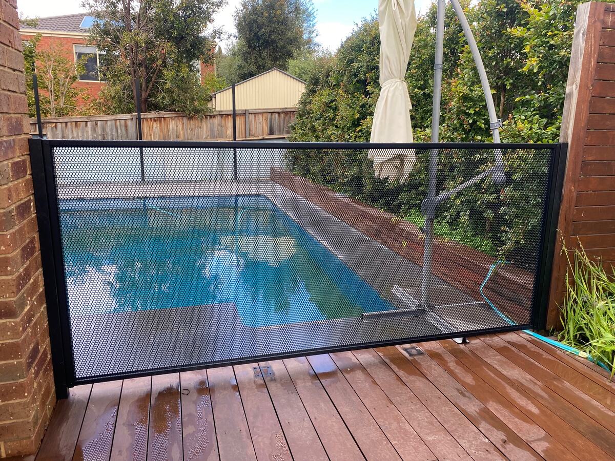 Pure Perf pool fencing on a timber deck, Melbourne VIC