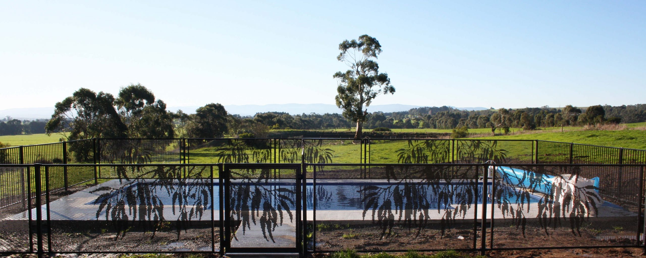 Gum design privacy pool fencing on acreage, Warragul Victoria
