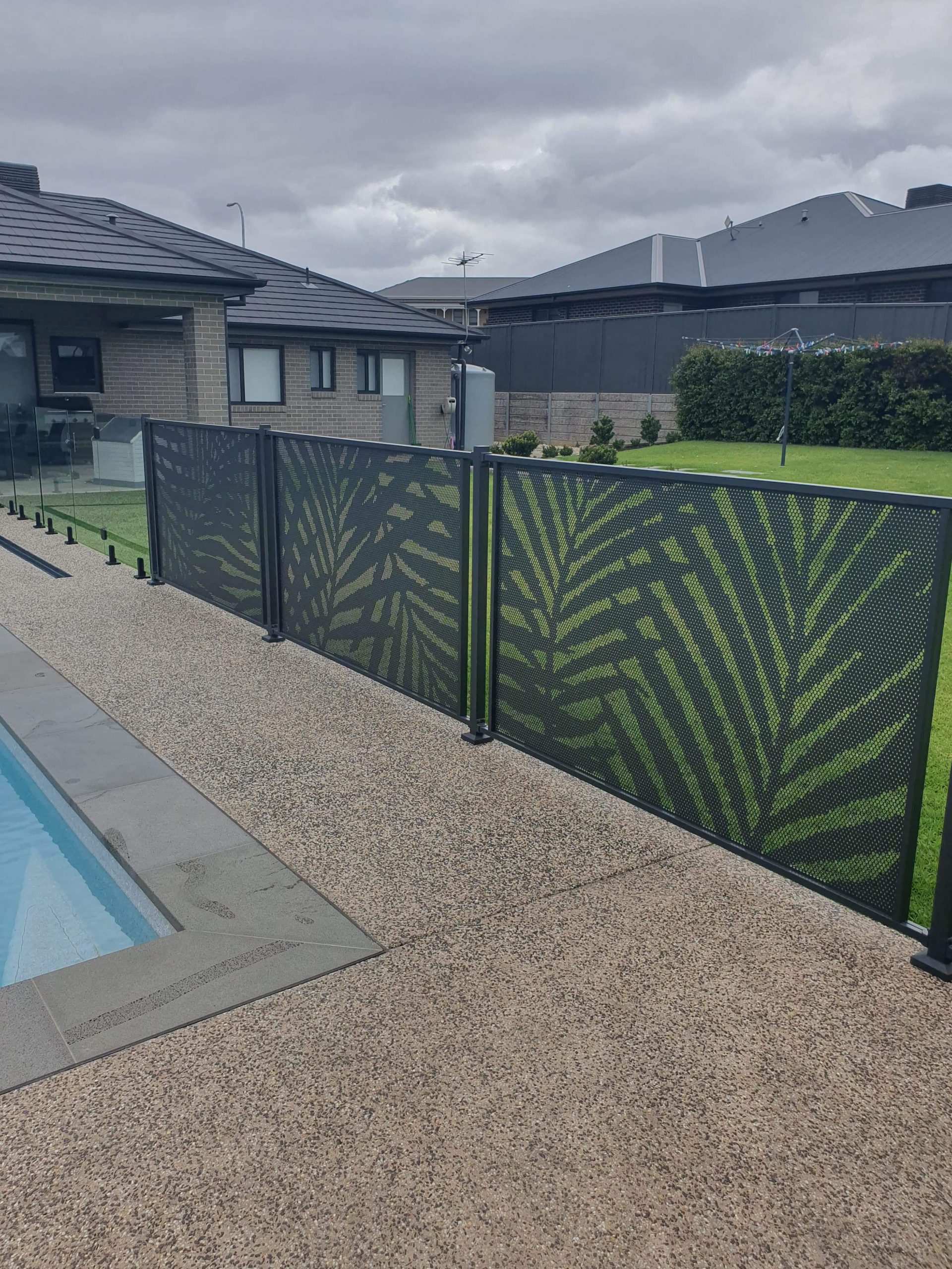 Palmy design fencing in Textured Monument on a deck, Victoria